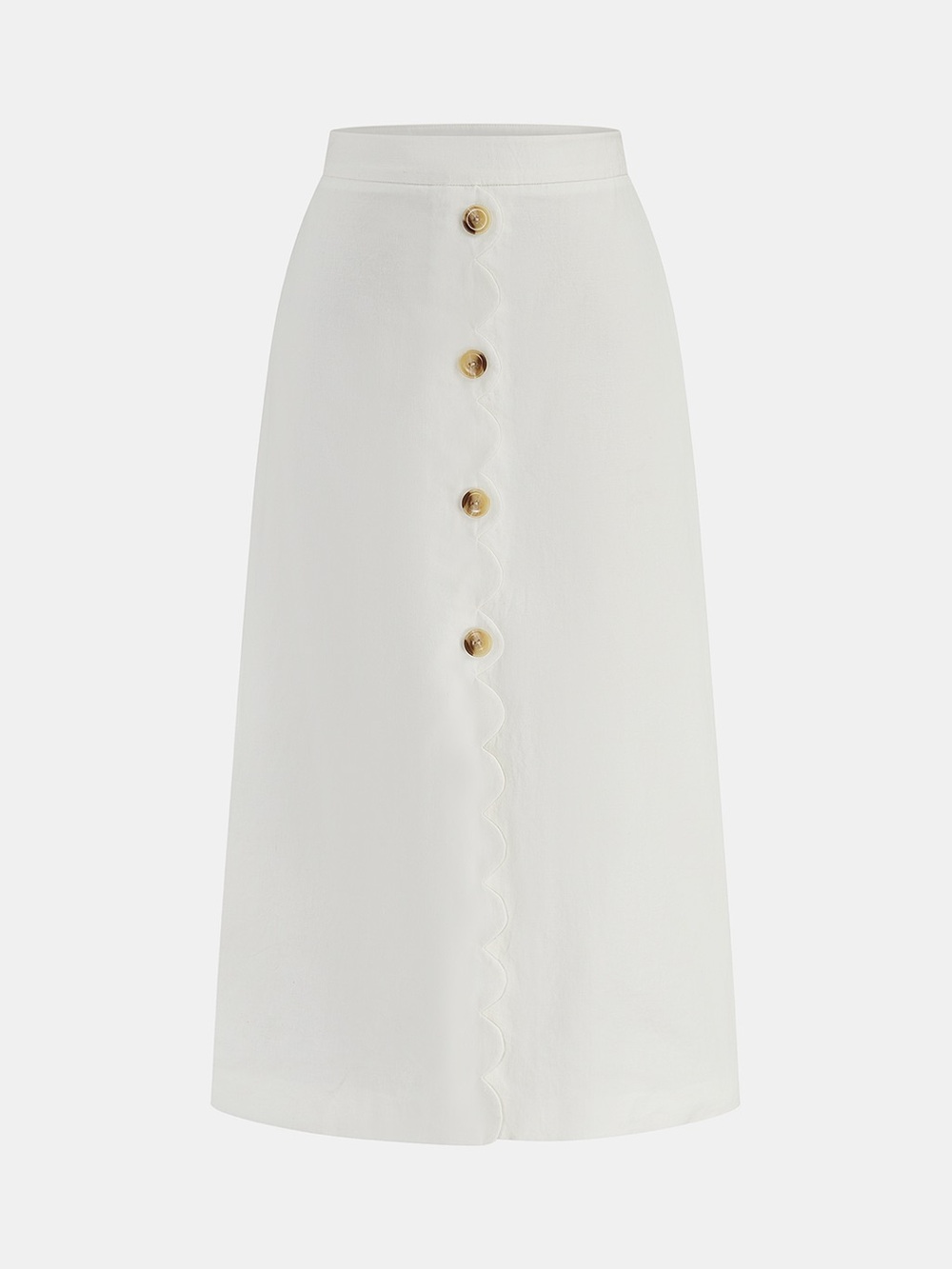 Commense cotton linen scallop trim skirt large
